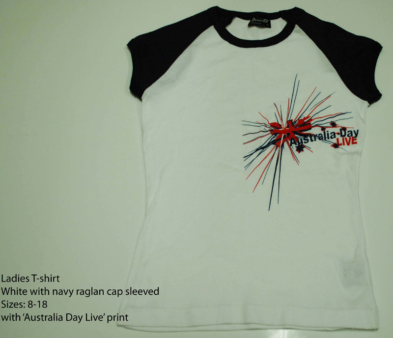 Ladies T-Shirts (White-Navy) Sizes 8-18